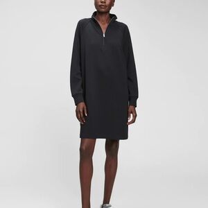 GAP Black Ribbed Mock Neck Long Sleeve Dress